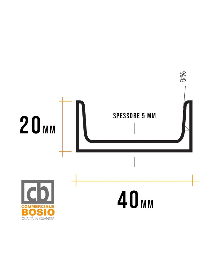 Profilo U Ferro 40x20 mm spessore 5mm | serie speciale