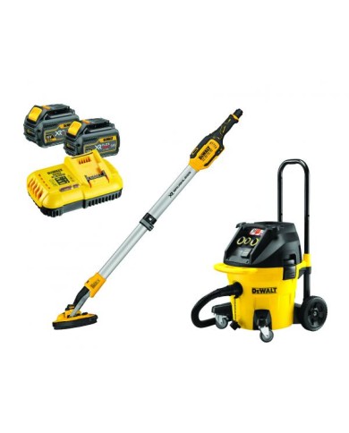 DeWALT LEVCARTF-IT Levigatrice per Muri Batteria, + Aspiratore a cavo, 2 Batterie 54V 6Ah FlexVolt