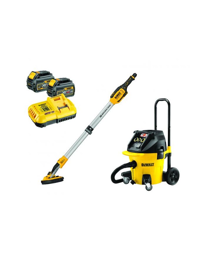 DeWALT LEVCARTF-IT Levigatrice per Muri Batteria, + Aspiratore a cavo, 2 Batterie 54V 6Ah FlexVolt