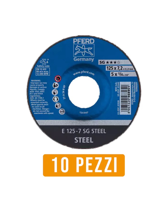 Disco da Sbavo PFERD 468951 Ø 125 X 7,2 per Ferro - 10 Pz