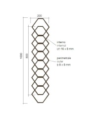 Gonzato Design GD299/3 Ferro Battuto Pannello con esagoni in quadro 8 e piatto16X8 H. 1000mm L. 200mm Arteferro