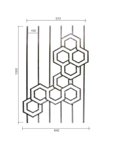 Gonzato Design GD301/2 Ferro Battuto Pannello 9 Esagoni Quadro 12 H. 1000mm L. 642mm Arteferro