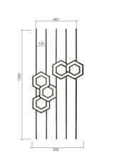 Gonzato Design GD301/3 Ferro Battuto Pannello 5 Esagoni quadro 12 H. 1000mm L. 568mm Arteferro