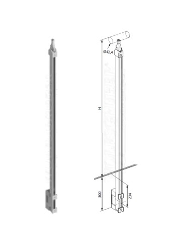 Montante Acciaio INOX Wolfsgruber STEP SYSTEM M241140, Laterale, H.1300, SENZA ACCESSORI | AISI 304 Satinato