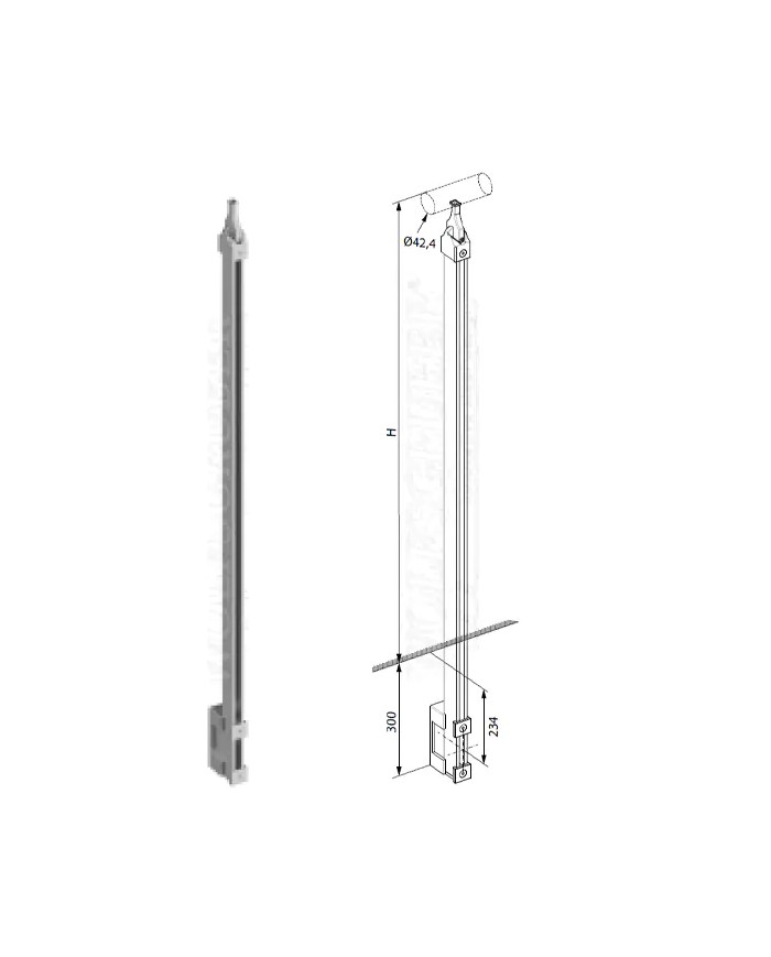 Montante Acciaio INOX Wolfsgruber STEP SYSTEM M241140, Laterale, H.1300, SENZA ACCESSORI | AISI 304 Satinato