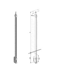 Montante Acciaio INOX Wolfsgruber STEP SYSTEM M241140, Laterale, H.1300, SENZA ACCESSORI | AISI 304 Satinato