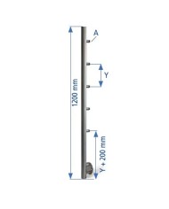 Montante Acciaio INOX per ringhiera, Laterale, TUBO Ø 42,4mm, SUPPORTI tondo 12 mm, H.1200 | AISI 304 Satinato