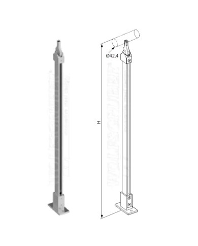Montante Acciaio INOX Wolfsgruber STEP SYSTEM M201140, Pavimento, H.1300, SENZA ACCESSORI | AISI 304 Satinato