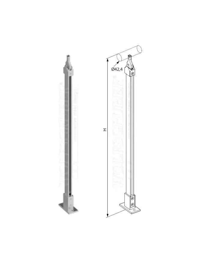 Montante Acciaio INOX Wolfsgruber STEP SYSTEM M201140, Pavimento, H.1300, SENZA ACCESSORI | AISI 304 Satinato