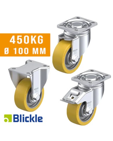 Ruote per Carrelli PORTATA 450KG Poliuretano Blickle Extrathane® Ø 100X40 corpo in ghisa
