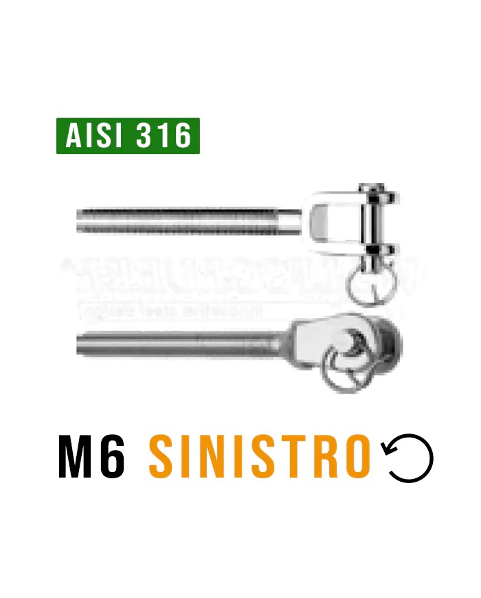 Forcella con filetto Maschio M6 SINISTRO | AISI 316