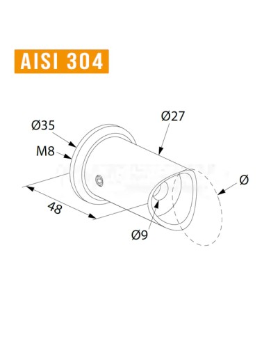 Supporto per maniglione in acciaio inox su misura | AISI 304