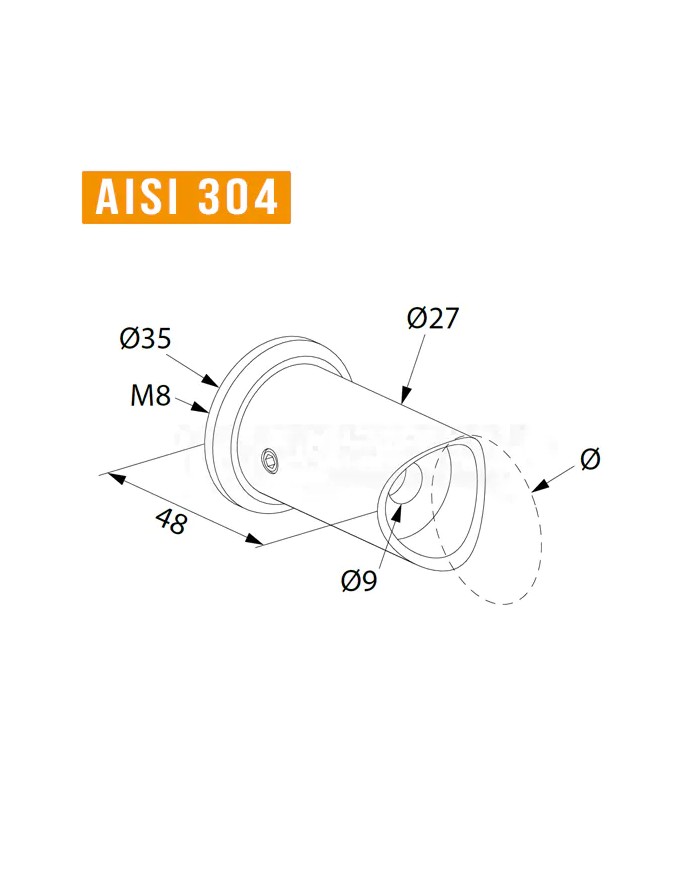 Supporto per maniglione in acciaio inox su misura | AISI 304