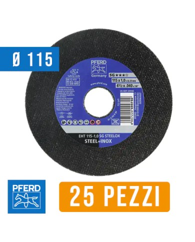 Disco Taglio Ferro 115 mm, per Ferro e Acciaio INOX | PFERD SG-STEELOX