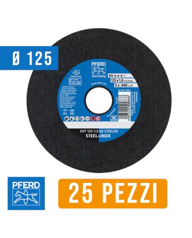 Disco Taglio Ferro 125 mm, per Ferro e Acciaio INOX | PFERD SG-STEELOX