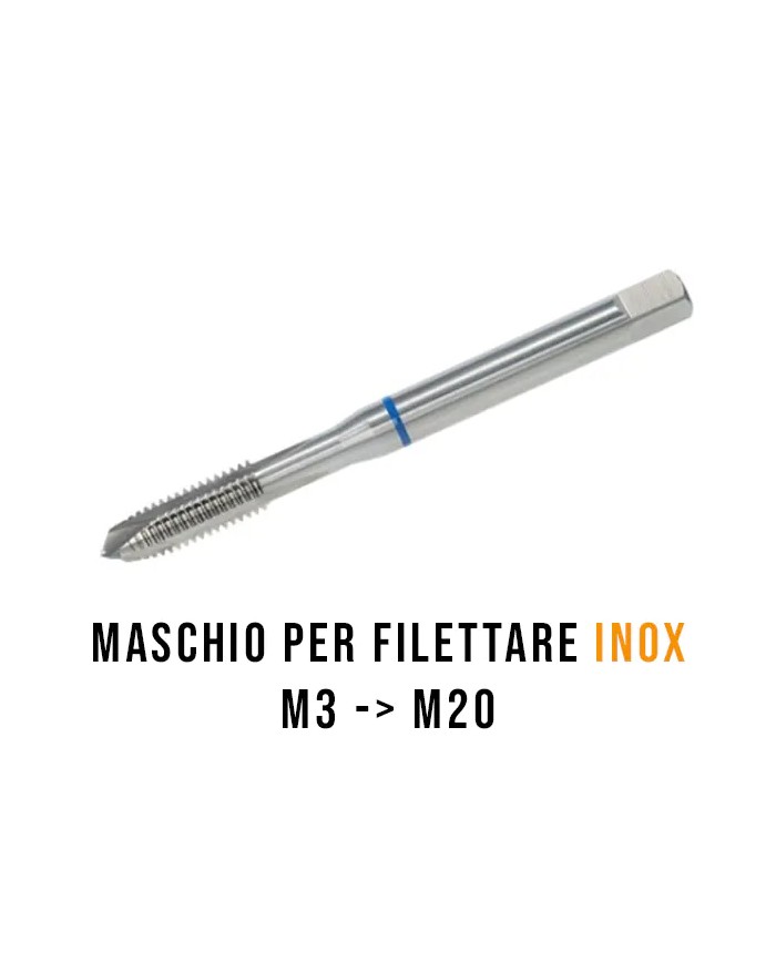 Maschi per filettare l'acciaio inox, anellati blu, passo metrico grosso (standard)