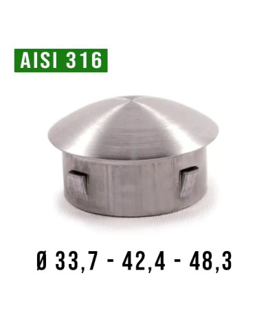 Tappo Acciaio INOX per TUBO mm Spessore 1,5 - 2,6 Bombato | AISI 316 Satinato