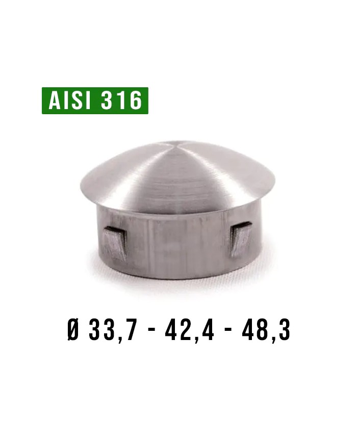 Tappo Acciaio INOX per TUBO mm Spessore 1,5 - 2,6 Bombato | AISI 316 Satinato
