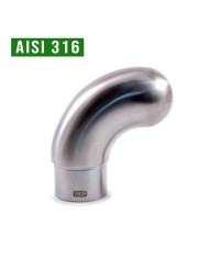 Tappo Acciaio INOX per TUBO, con curva, bombato | AISI 316 Satinato