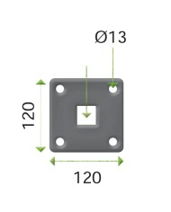 Piastra Ferro 120x120 mm con fori, per montante, spessore 6mm, taglio Laser