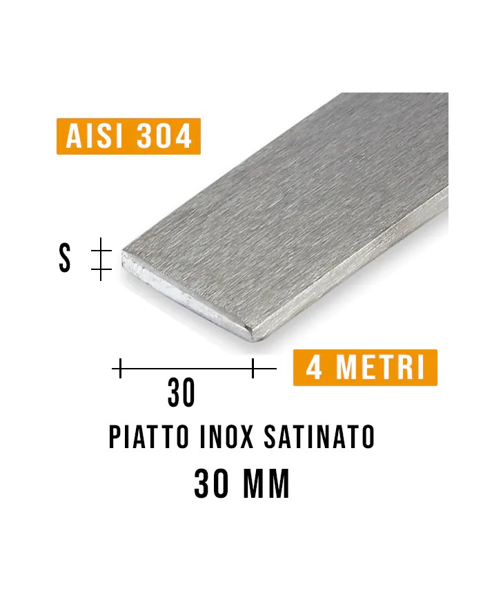 Piatto Inox SATINATO 30mm | AISI 304 Imbustato Singolarmente