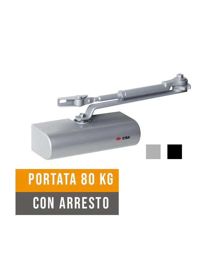 Chiudiporta Automatico CISA 1416.03 Smart Plus 2, 80kg con arresto