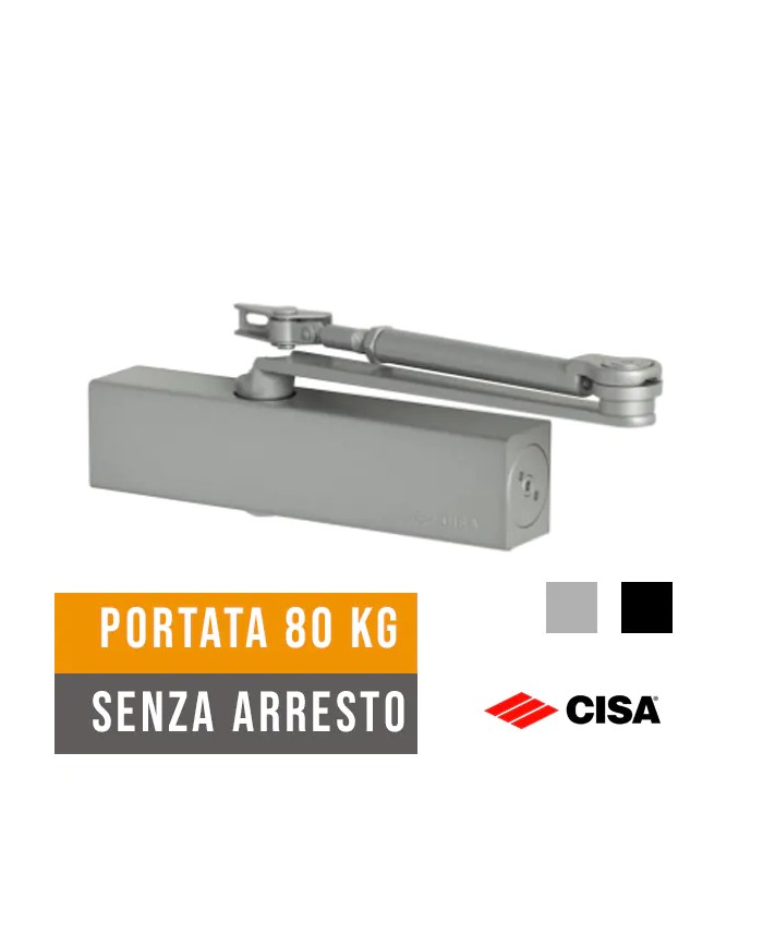 Chiudiporta Automatico CISA 1510.03 Professional Plus 2, 80kg Senza Arresto