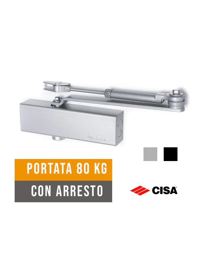 Chiudiporta Automatico CISA 1511.03 Professional Plus 2, 80kg CON Arresto