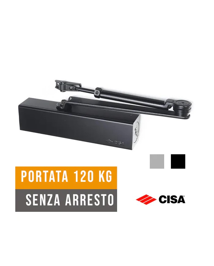 Chiudiporta Automatico CISA 1610.05 Professional Plus 2, 120kg Senza Arresto