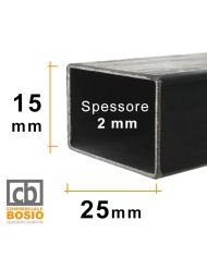 Tubolare FERRO 25x15x2 mm | Barre da 2 e 3 MT