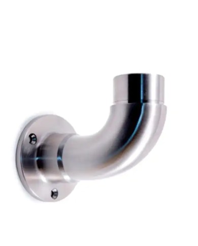 Ancoraggio Con Curva INOX a Parete per Corrimano INOX in Tubo Ø 33,7 x 2 mm | AISI316 Satinato