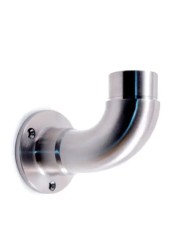 Ancoraggio Con Curva INOX a Parete per Corrimano INOX in Tubo Ø 33,7 x 2 mm | AISI316 Satinato