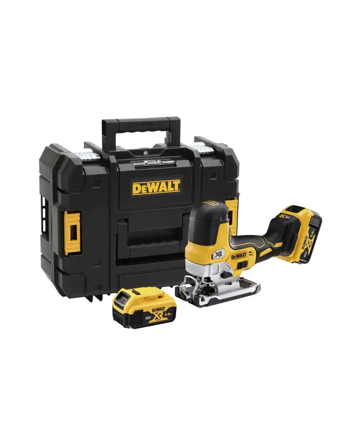 DeWALT DCS335P2-QW | Seghetto Alternativo a Batteria con Impugnatura sul Corpo, 18V XR, 2X 5Ah, Valigetta TSTAK