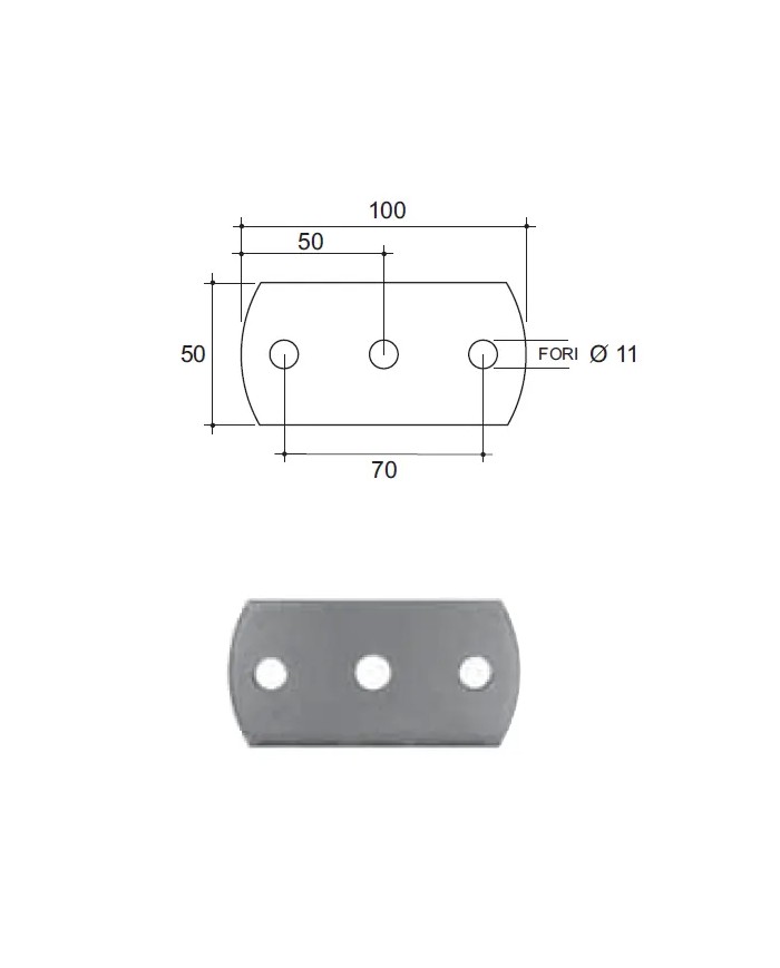 Piastra Ferro Sagomata con fori, spessore 8mm