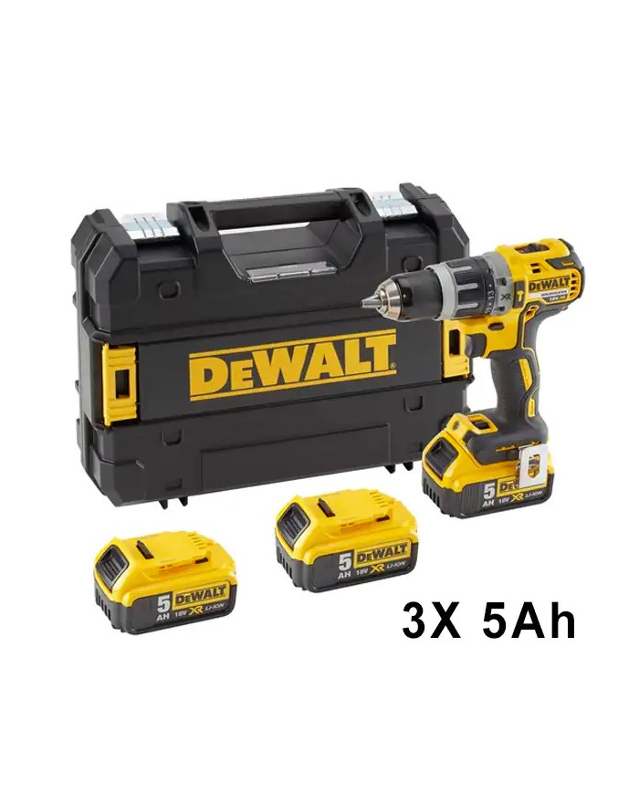 DeWALT DCD796P3-IT | Trapano Avvitatore con Percussione, 18V XR, 60Nm, 2 Velocità, 3X 5Ah, Valigetta TSTAK