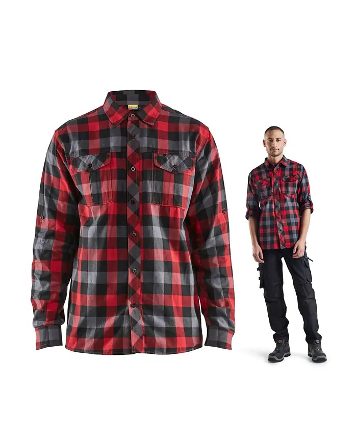Camicia da lavoro BLAKLADER 3299,  Flanella scacchi Rosso - Nero | 329911525699