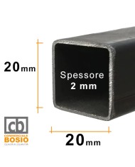 Tubolare FERRO 20x20x2 mm | Barre da 2 e 3 MT