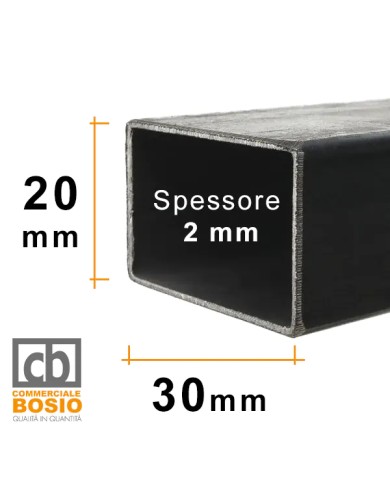 Tubolare FERRO 30x20x2 mm | Barre da 2 e 3 MT