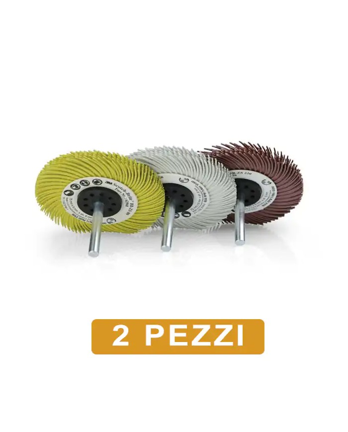3M Bristle Spazzola radiale Ø 75 mm con gambo 6mm - 2 PEZZI | Grana 80 - 120 -220