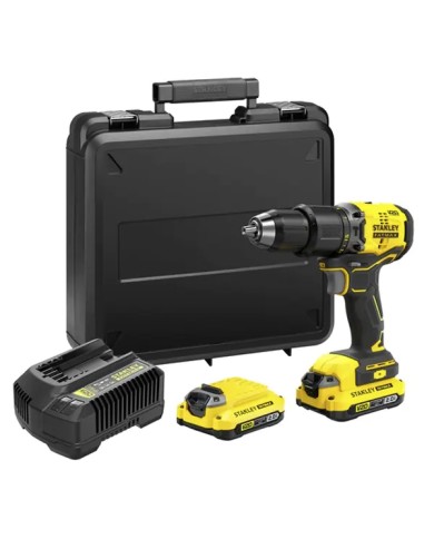 STANLEY FATMAX SFMCD715D2K-QW | Trapano Avvitatore con Percussione BRUSHLESS 18V, 2X 2Ah, 60Nm coppia, Caricabatterie, Valigetta