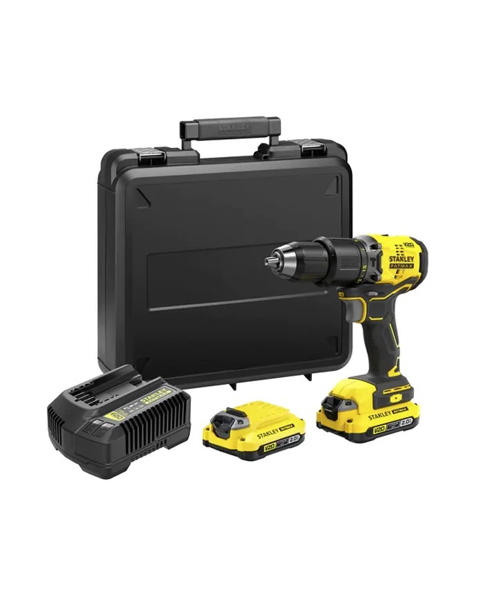 STANLEY FATMAX SFMCD715D2K-QW | Trapano Avvitatore con Percussione BRUSHLESS 18V, 2X 2Ah, 60Nm coppia, Caricabatterie, Valigetta
