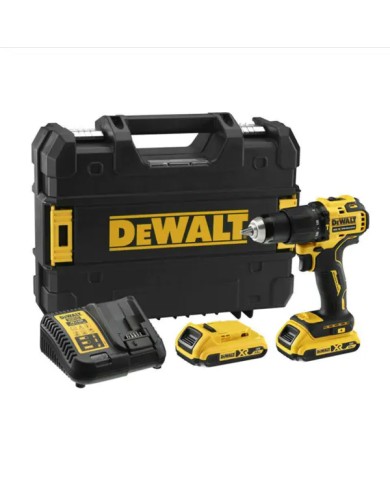 DeWALT DCD709D2T-QW | Trapano Avvitatore con Persussione Compatto XR 18V, 2 x 2.0Ah, 65 Nm, Caricabatterie, Valigetta TSTAK