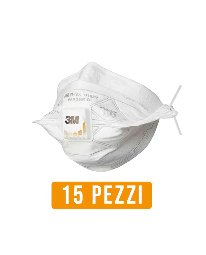 3M 9163E | Maschera FFP3 con valvola per polveri, Ergonomica VFlex - 15pz