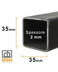 Tubolare FERRO 35x35x2 mm | Barre da 2 e 3 MT