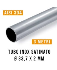 Tubo Inox Satinato AISI 304  Ø 33,7 x 2 - 3 Mt - Imbustato Singolarmente