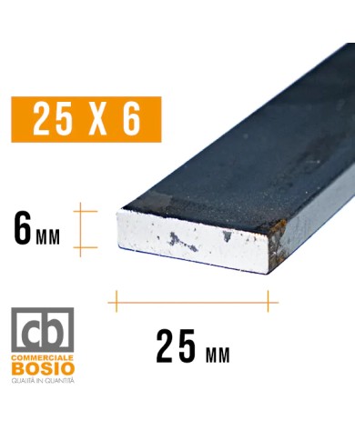 Ferro PIATTO 25x 6 mm | Barre da 2 e 3 MT