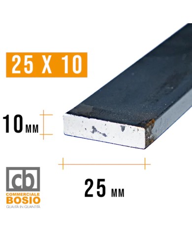 Ferro PIATTO 25x10 mm | Barre da 2 e 3 MT