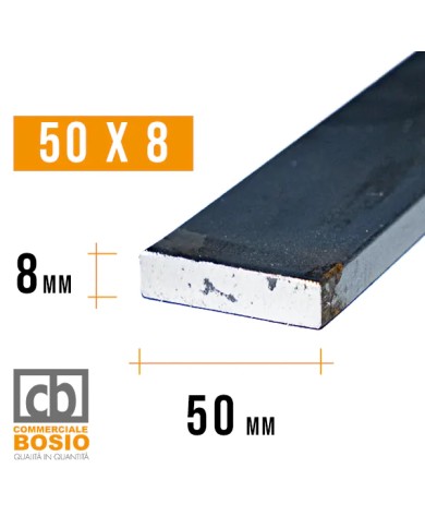 Ferro PIATTO 50x 8 mm | Barre da 2 e 3 MT
