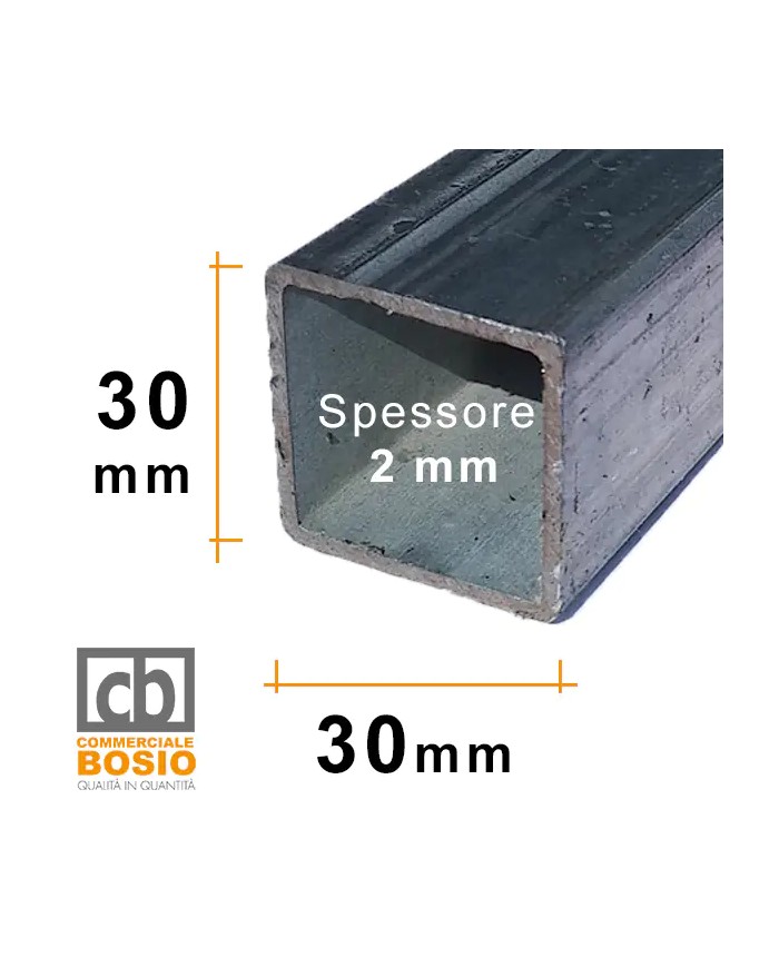 Tubolare FERRO ZINCATO 30x30x2 mm | Barre da 2 e 3 MT