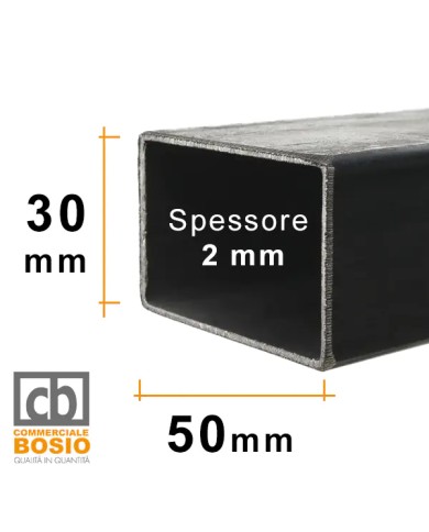 Tubolare FERRO 50x30x2 mm | Barre da 2 e 3 MT
